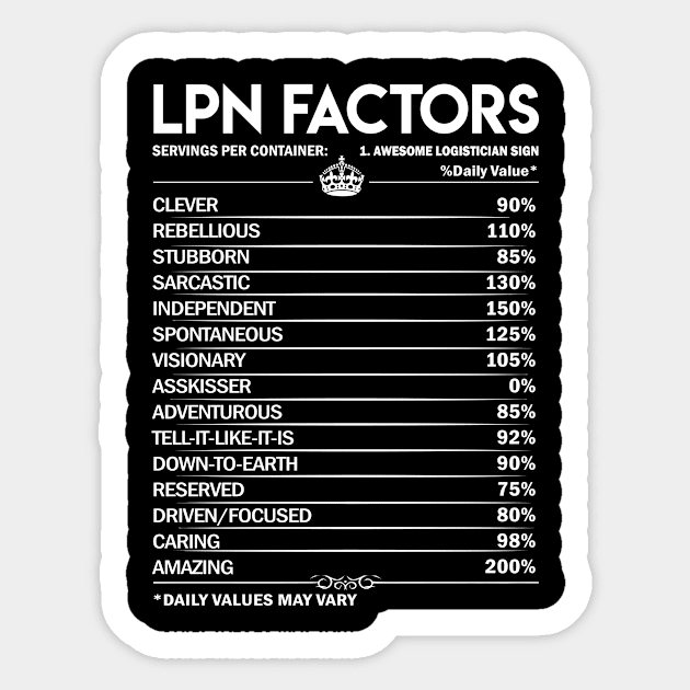 Lpn T Shirt - Daily Factors 2 Gift Item Tee Sticker by Jolly358